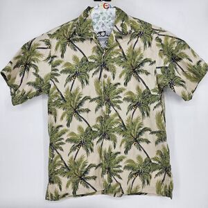 Jim Thompson Shirt Mens Large Palm Tree Hawaiian Button Up Camp Aloha Tropical